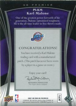 2007-08 Upper Deck Premier - Premier Stitchings Patches #PS-KM Karl Malone Back