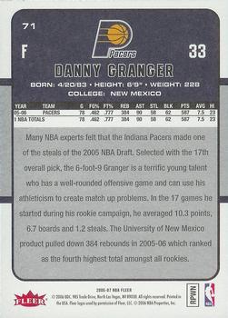 2006-07 Fleer #71 Danny Granger Back