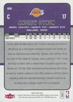 2006-07 Fleer #86 Andrew Bynum Back