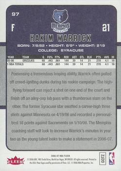 2006-07 Fleer #97 Hakim Warrick Back