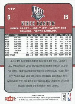 2006-07 Fleer #117 Vince Carter Back