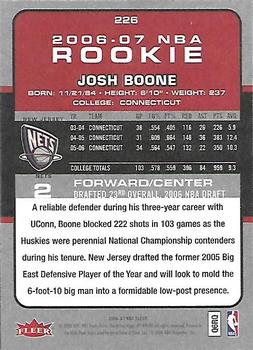 2006-07 Fleer #226 Josh Boone Back