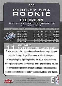 2006-07 Fleer #232 Dee Brown Back