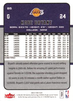 2006-07 Fleer #85 Kobe Bryant Back