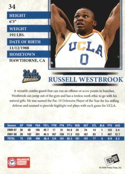 2008 Press Pass - Reflectors Proofs #34 Russell Westbrook Back