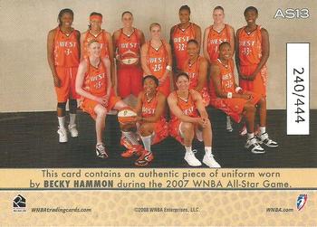 2008 Rittenhouse WNBA - All-Star Relics #AS13 Becky Hammon Back