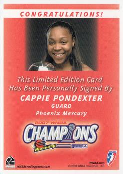 2008 Rittenhouse WNBA - Autographs #NNO Cappie Pondexter Back