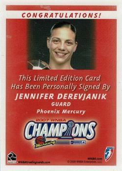 2008 Rittenhouse WNBA - Autographs #NNO Jennifer Derevjanik Back