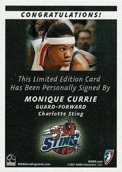 2008 Rittenhouse WNBA - Case Topper #NNO Monique Currie Back