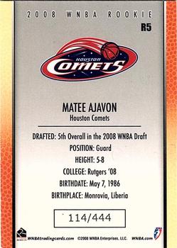 2008 Rittenhouse WNBA - Rookies #R5 Matee Ajavon Back