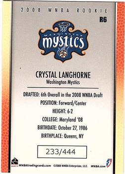 2008 Rittenhouse WNBA - Rookies #R6 Crystal Langhorne Back
