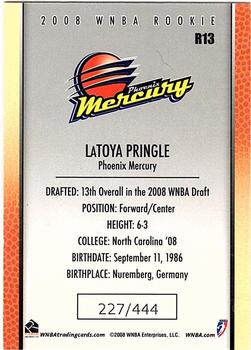 2008 Rittenhouse WNBA - Rookies #R13 LaToya Pringle Back