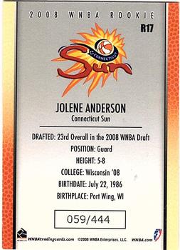 2008 Rittenhouse WNBA - Rookies #R17 Jolene Anderson Back