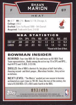 2008-09 Bowman - Blue #67 Shawn Marion Back