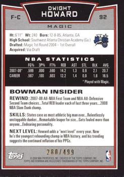 2008-09 Bowman - Blue #92 Dwight Howard Back