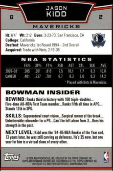 2008-09 Bowman - Chrome #2 Jason Kidd Back