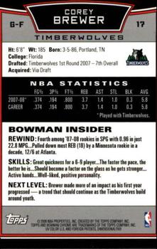 2008-09 Bowman - Chrome #17 Corey Brewer Back