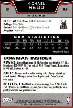 2008-09 Bowman - Chrome #22 Michael Redd Back