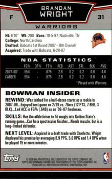 2008-09 Bowman - Chrome #31 Brandan Wright Back