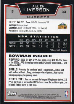 2008-09 Bowman - Chrome #33 Allen Iverson Back