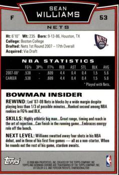 2008-09 Bowman - Chrome #53 Sean Williams Back