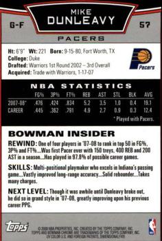 2008-09 Bowman - Chrome #57 Mike Dunleavy Jr. Back