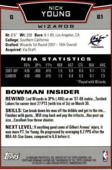2008-09 Bowman - Chrome #61 Nick Young Back