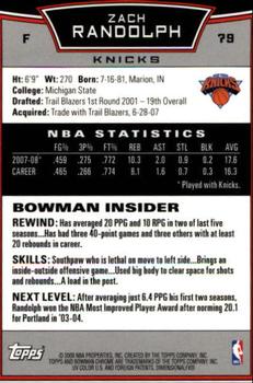 2008-09 Bowman - Chrome #79 Zach Randolph Back