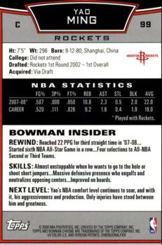 2008-09 Bowman - Chrome #99 Yao Ming Back