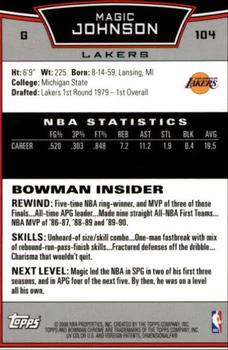 2008-09 Bowman - Chrome #104 Magic Johnson Back