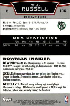 2008-09 Bowman - Chrome #106 Bill Russell Back