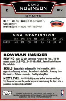 2008-09 Bowman - Chrome #107 David Robinson Back