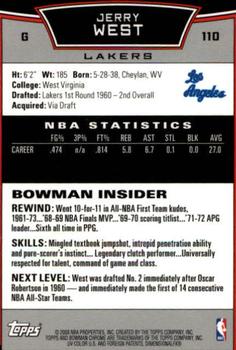 2008-09 Bowman - Chrome #110 Jerry West Back