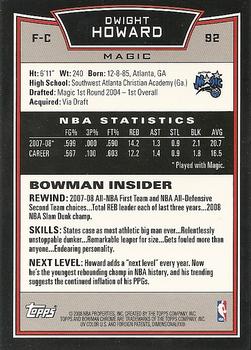 2008-09 Bowman - Chrome #92 Dwight Howard Back