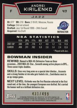 2008-09 Bowman - Chrome Refractors #47 Andrei Kirilenko Back