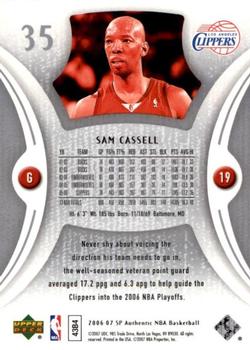 2006-07 SP Authentic #35 Sam Cassell Back