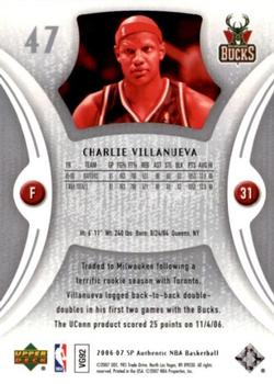2006-07 SP Authentic #47 Charlie Villanueva Back