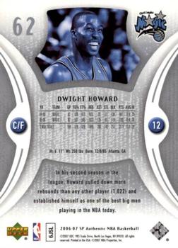 2006-07 SP Authentic #62 Dwight Howard Back