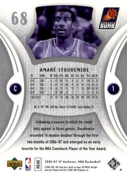 2006-07 SP Authentic #68 Amare Stoudemire Back