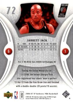 2006-07 SP Authentic #72 Jarrett Jack Back