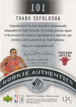 2006-07 SP Authentic #101 Thabo Sefolosha Back