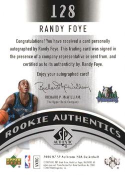 2006-07 SP Authentic #128 Randy Foye Back