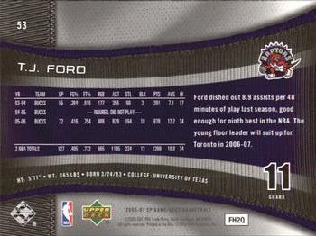 2006-07 SP Game Used #53 T.J. Ford Back