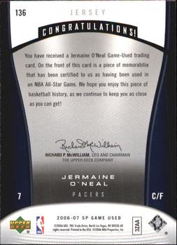 2006-07 SP Game Used #136 Jermaine O'Neal Back