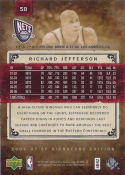 2006-07 SP Signature Edition #58 Richard Jefferson Back