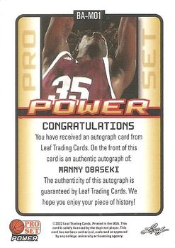 2021-22 Pro Set Power - Gold #BA-MO1 Manny Obaseki Back
