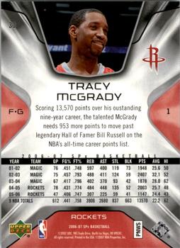 2006-07 SPx #30 Tracy McGrady Back