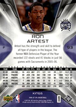 2006-07 SPx #81 Ron Artest Back
