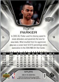 2006-07 SPx #87 Tony Parker Back