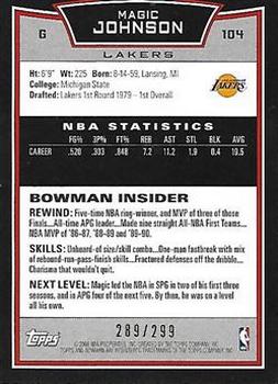 2008-09 Bowman - Orange #104 Magic Johnson Back